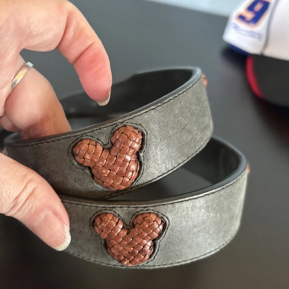 Vintage‎ Brighton x Disney Mickey Mouse Ears Black/Brown Leather Belt Size 30